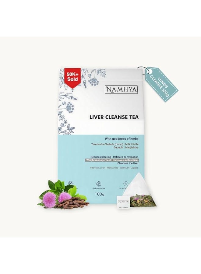 NAMHYA شاي نامها لتنظيف الكبد | إزالة السموم من الكبد | يساعد في التخلص من دهون الكبد | شاي أعشاب | غني بالهليلج وشوك الحليب والأعشاب الهندية الأيورفيدية 3.53 أونصة (100 جرام) - Image 1